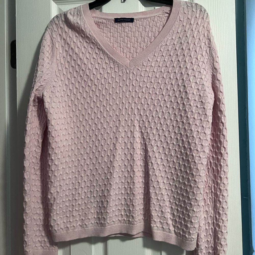 XL Tommy Hilfiger pink cable knit sweater